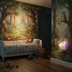 Veilleuse prise automatique champignon multicolore Le Bouquet des Lucioles allumée - Rituel Dodo.