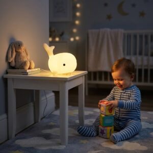 Bala-Sérénité - La Veilleuse Baleine Blanche en Silicone Souple et Tactile