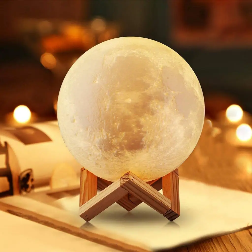 Séléné - La Veilleuse Lune 3D Enchantée sur Socle de Bois – Image 8
