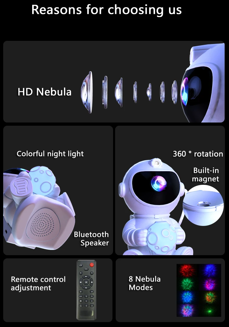 Veilleuse Projecteur Galaxie Astronaute Bluetooth - "L'Odyssée Musicale" – Image 9