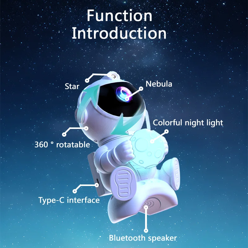 Veilleuse Projecteur Galaxie Astronaute Bluetooth - "L'Odyssée Musicale" – Image 3