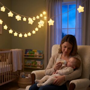 Guirlande lumineuse LED étoiles jaunes souriantes pour chambre d'enfant - Rituel Dodo.