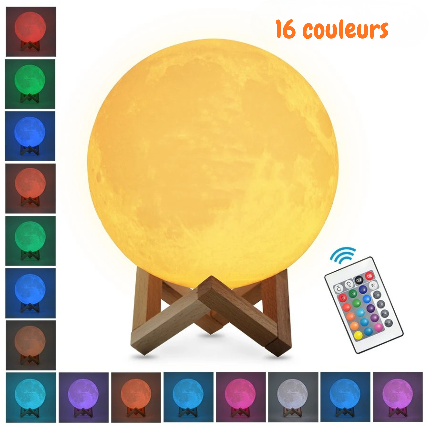 Séléné - La Veilleuse Lune 3D Enchantée sur Socle de Bois – Image 12