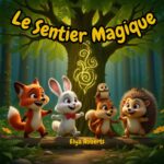 Couverture du livre pour enfants Le Sentier Magique par Elya Roberts avec Tico le renard et les animaux de la forêt.
