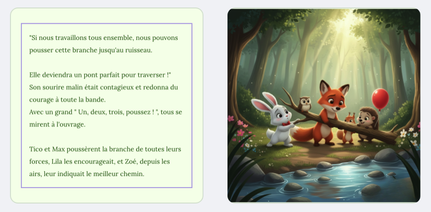 Aperçu de l'intérieur du livre Le Sentier Magique montrant les illustrations d'animaux et le texte poétique.