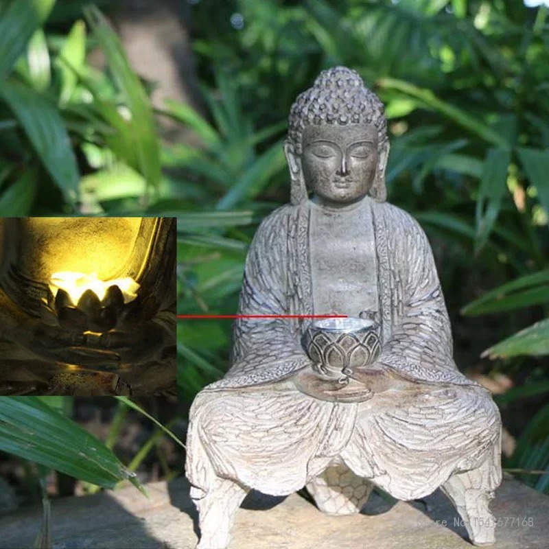 Statue Bouddha Lumineuse Solaire – Sculpture D'ambiance Zen d'Intérieur & Jardin (40 cm) – Image 3