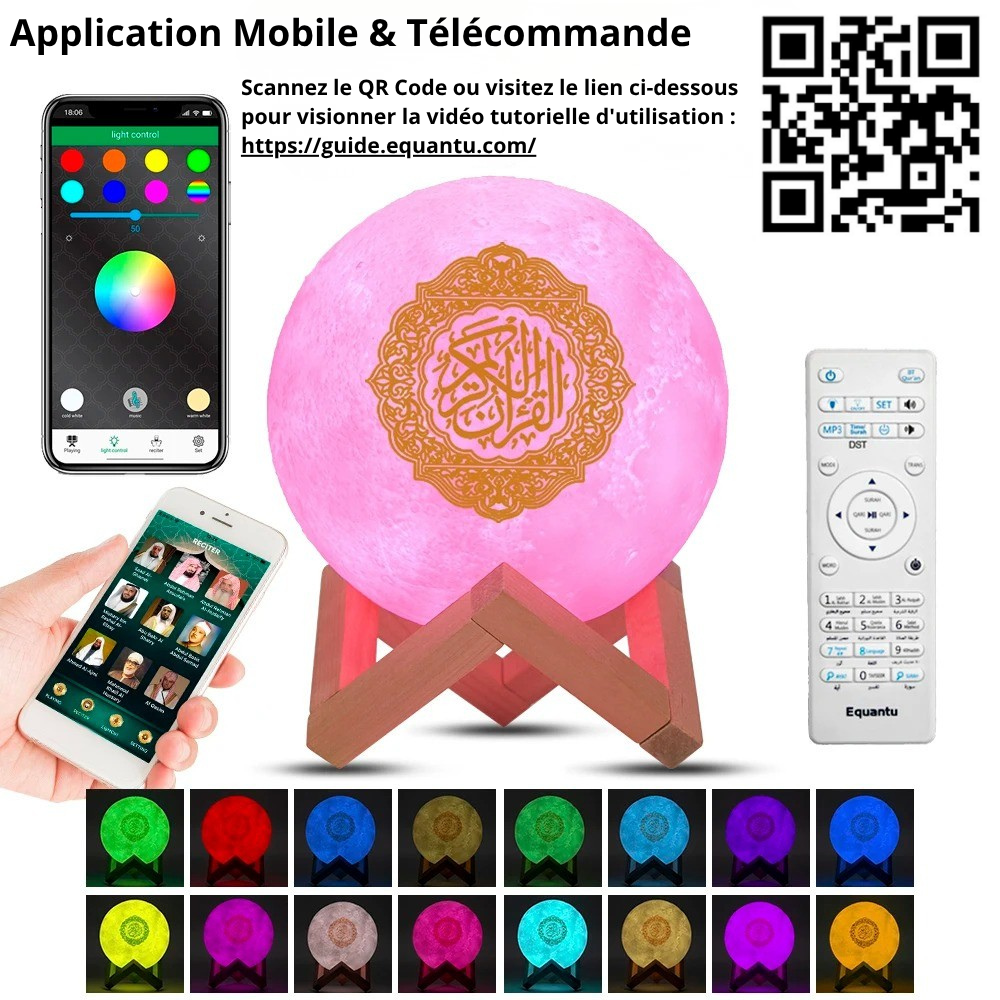 Veilleuse Coranique Lune & Galaxie 3D – Haut-Parleur Bluetooth & Application – Image 10
