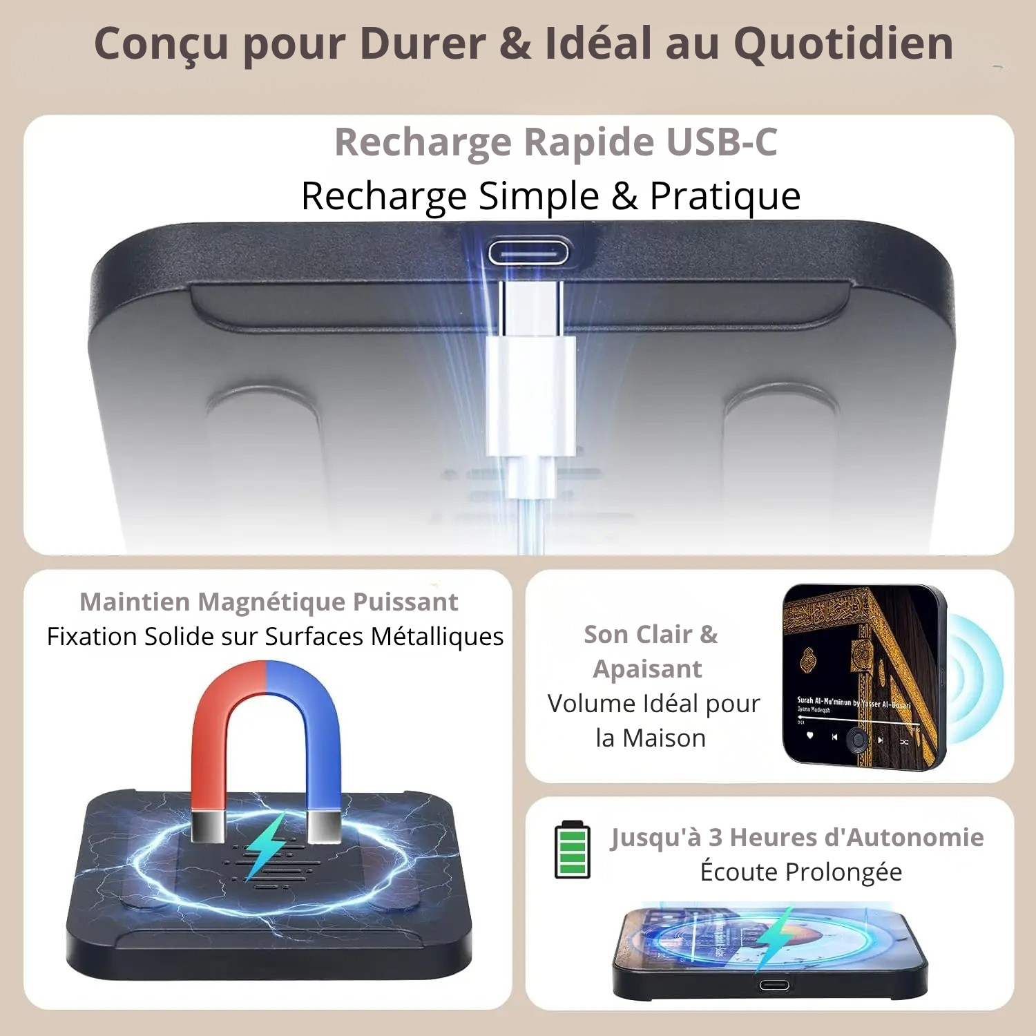 Aimant Coranique Magnétique – Enceinte Récitateur de Sourates pour Frigo & Maison – Image 4