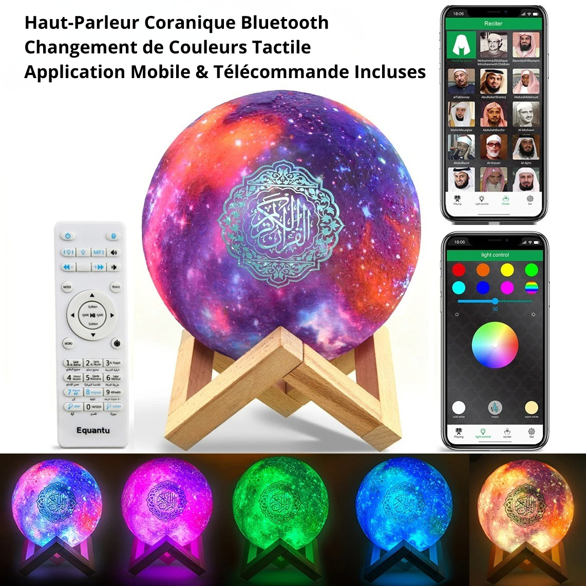 Veilleuse Coranique Lune & Galaxie 3D – Haut-Parleur Bluetooth & Application – Image 8