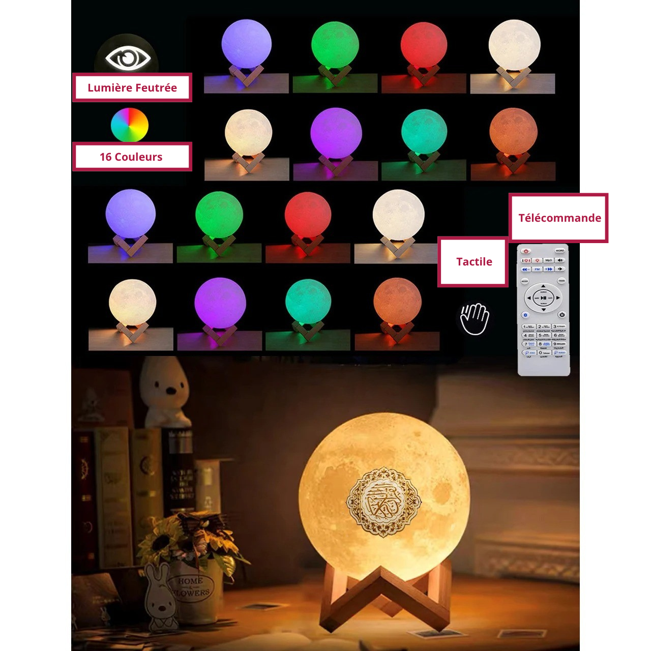Veilleuse Coranique Lune & Galaxie 3D – Haut-Parleur Bluetooth & Application – Image 7