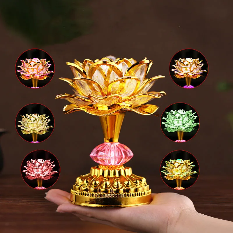 Lampe Fleur de Lotus Éternelle LED – Veilleuse Zen & Méditation sur Socle Doré – Image 2