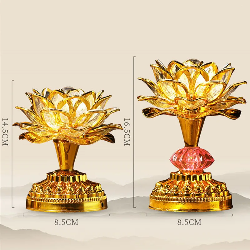 Lampe Fleur de Lotus Éternelle LED – Veilleuse Zen & Méditation sur Socle Doré – Image 5
