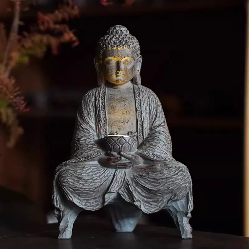 Statue Bouddha Lumineuse Solaire – Sculpture D'ambiance Zen d'Intérieur & Jardin (40 cm) – Image 5