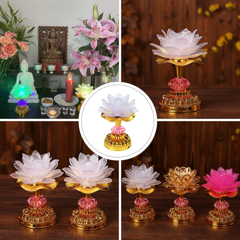 Lampe Fleur de Lotus Éternelle LED – Veilleuse Zen & Méditation sur Socle Doré – Image 3