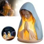 Virgin Mary Prayer Statue with Light, Christian Prayer Lamp for Home Christian Decor, Hand Painted Blessed Virgin Mary Statue