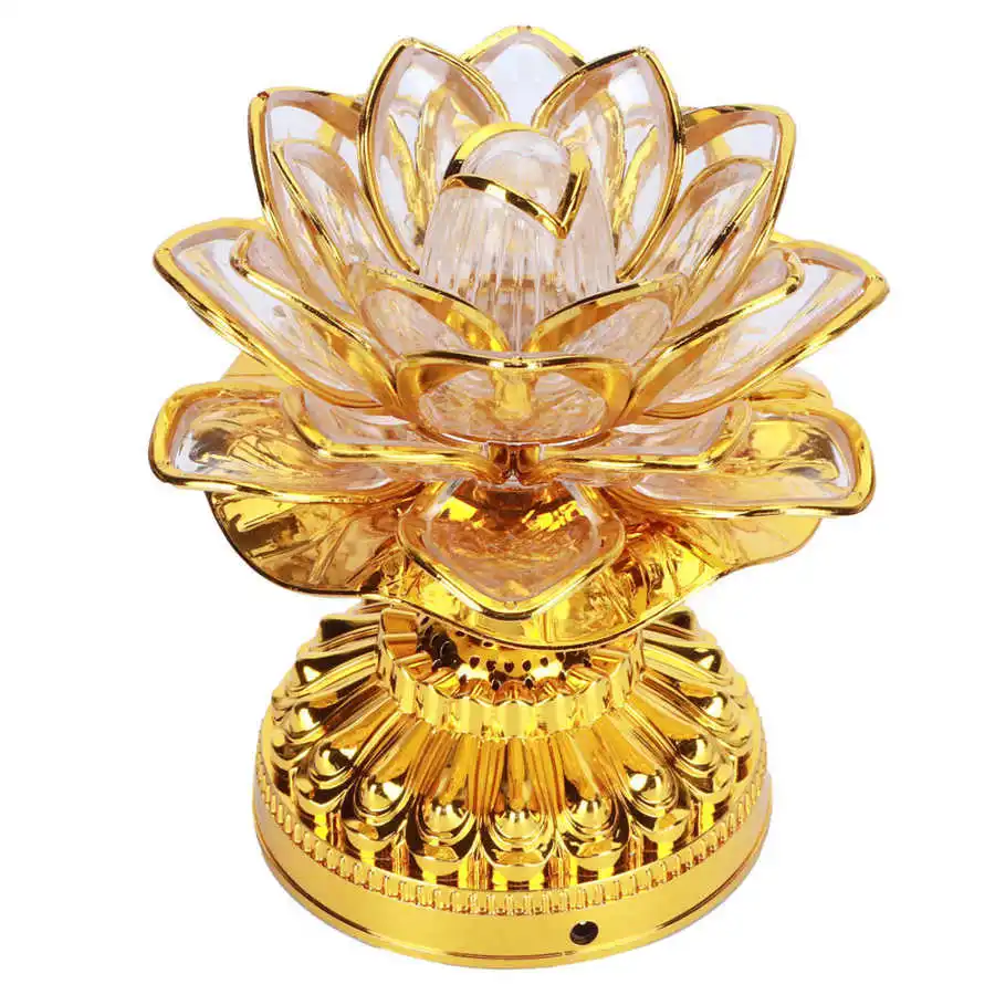 Lampe Fleur de Lotus Éternelle LED – Veilleuse Zen & Méditation sur Socle Doré – Image 6