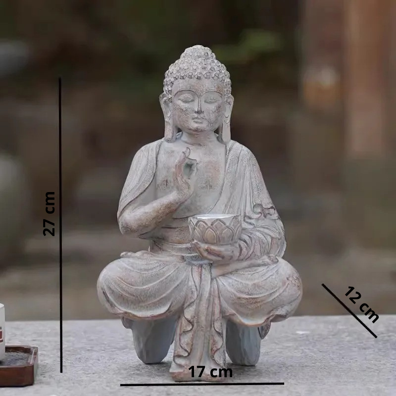 Statue Bouddha Lumineuse Solaire – Sculpture D'ambiance Zen d'Intérieur & Jardin (40 cm) – Image 8