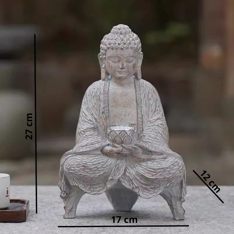 Statue Bouddha Lumineuse Solaire – Sculpture D'ambiance Zen d'Intérieur & Jardin (40 cm) – Image 9