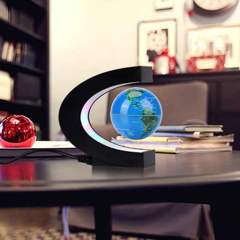 Globe Terrestre en Lévitation Magnétique C-Shape – Veilleuse LED Futuriste – Image 4