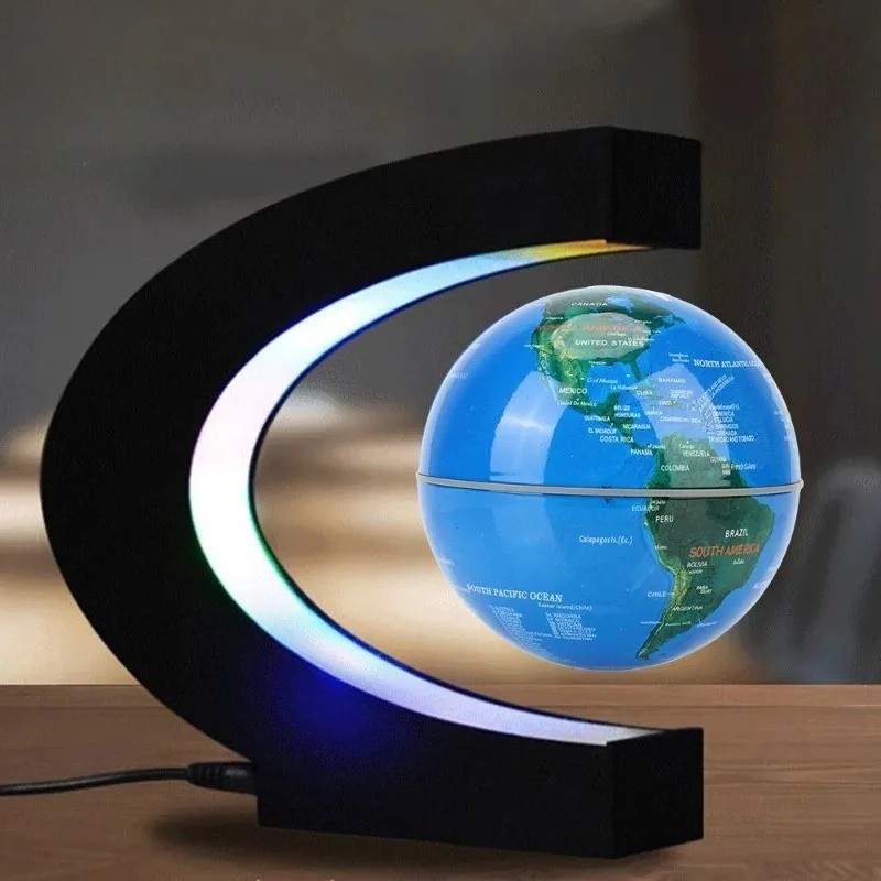 Globe Terrestre en Lévitation Magnétique C-Shape – Veilleuse LED Futuriste – Image 3